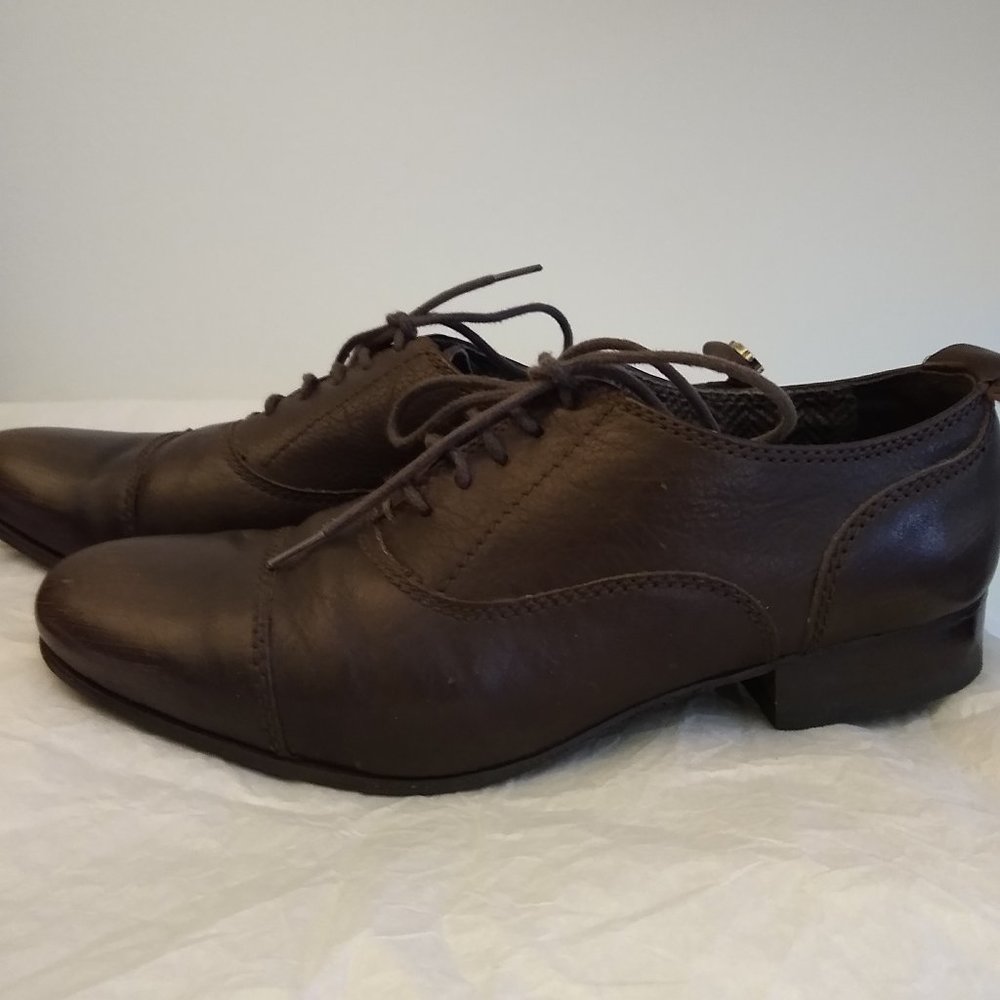 Miss Sixty Brown Leather Cap-toe Oxfords. 36
